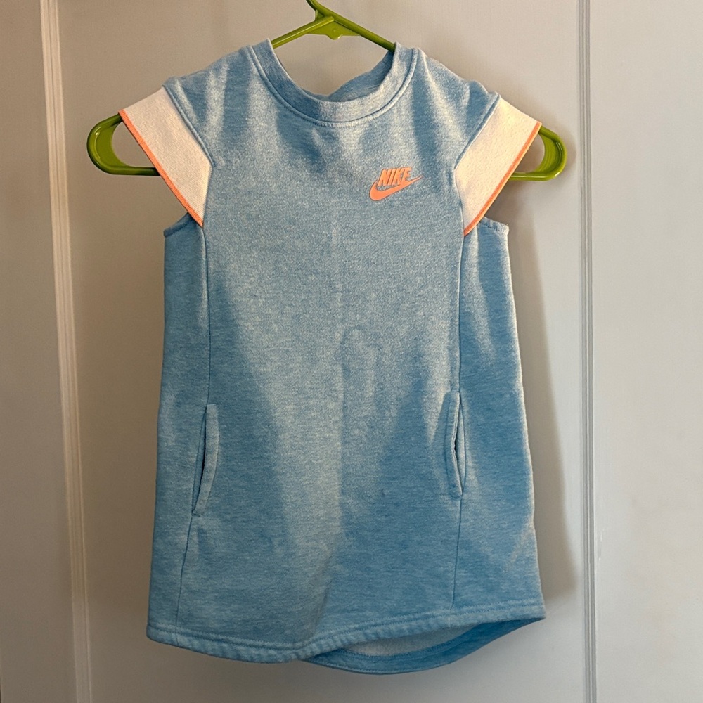 Nike Kids Blue and White Dress with Orange Accents